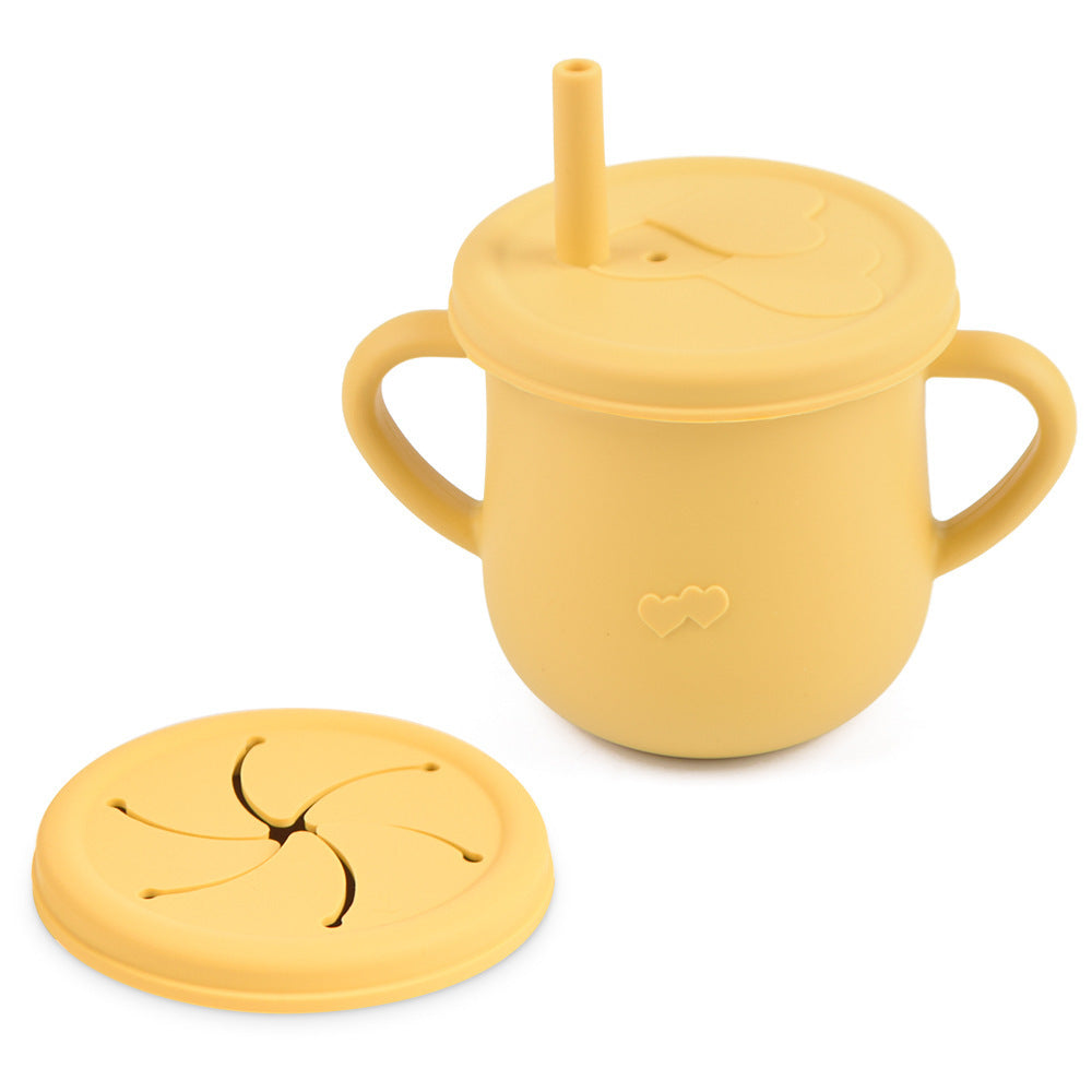 Snack- und Trinkbecher mit zwei verschiedenen Aufsätzen